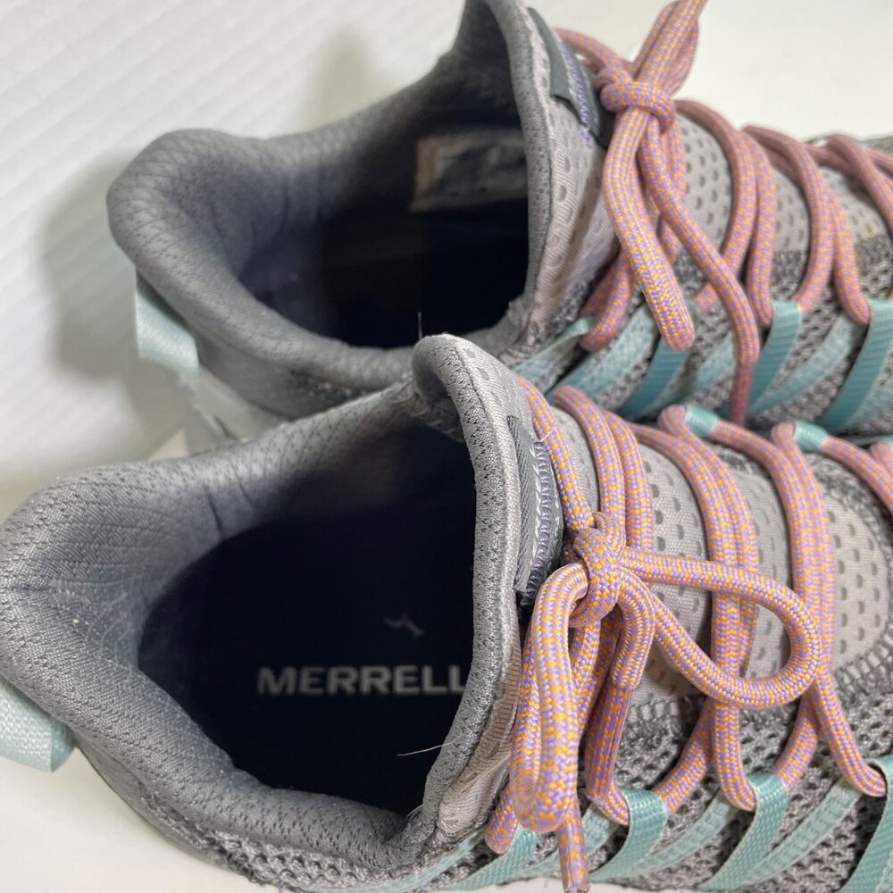 Merrell Women's Athletic Sneakers Size 10 Gray Mesh with Pink & Teal Accents - Picture 3 of 12